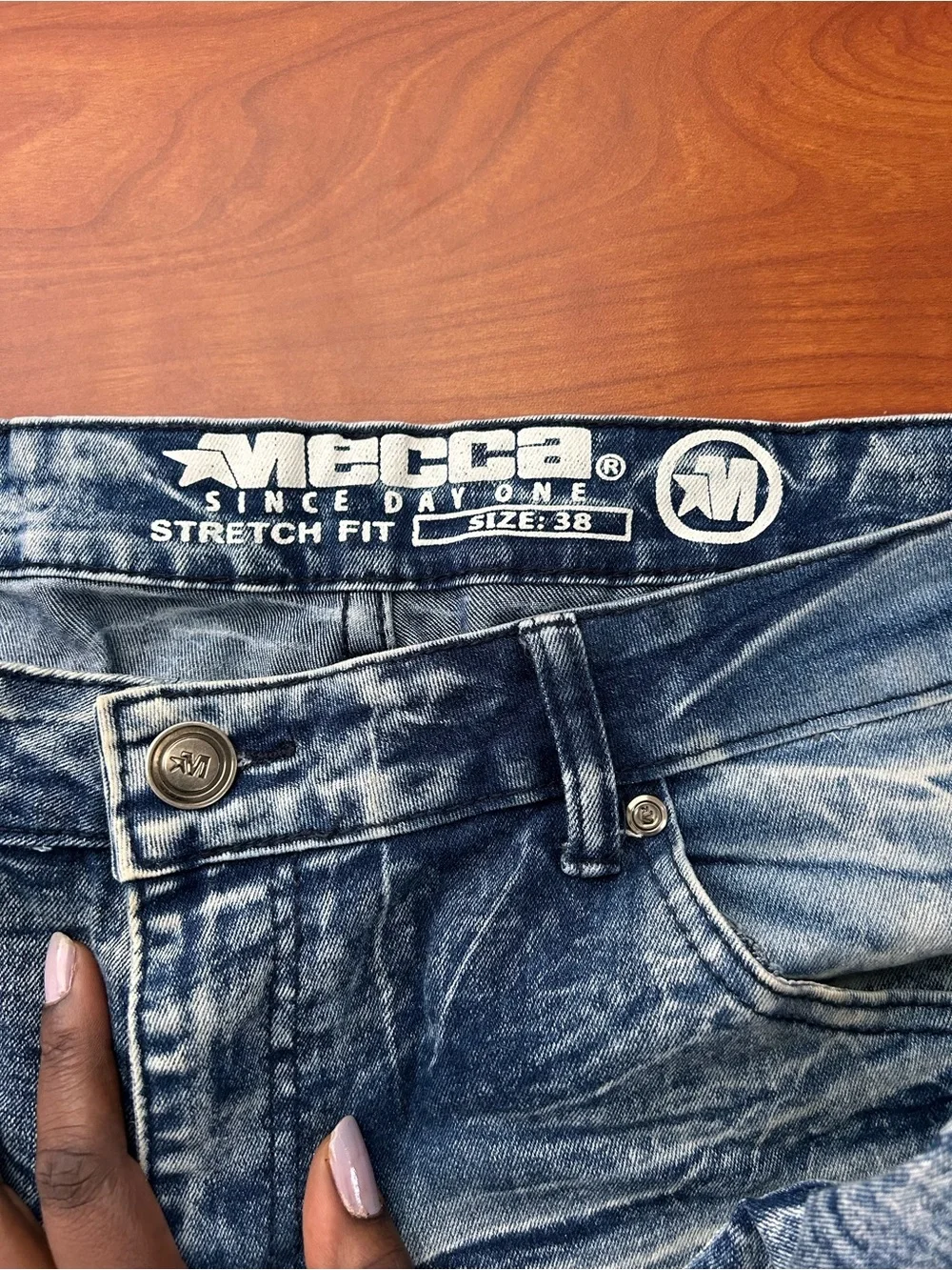 mecca Men's Acid-Wash Blue Denim Shorts